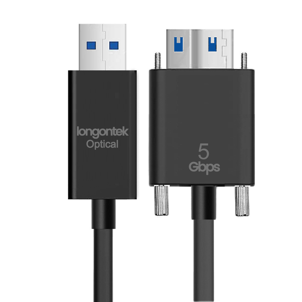 珑光光纤USB3.0延长线A转Micro B连接线进口芯片激光器适用于工业相机机器人会议系统医疗影像拖链线100米